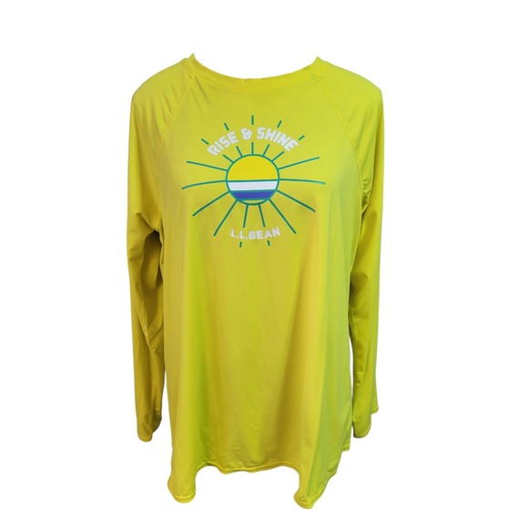 LL Bean Women's Long Sleeved Bright Yellow Shirt Size L Nylon Spandex Stretchy - Picture 1 of 8